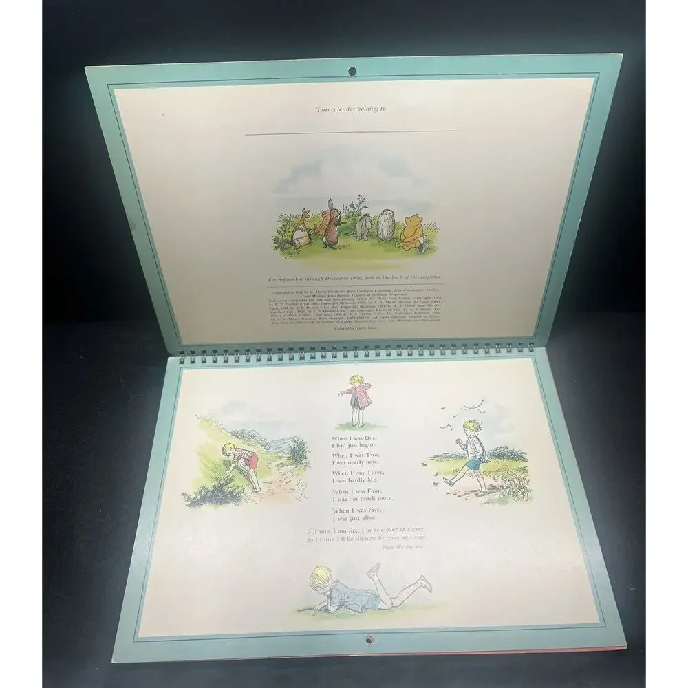 Vintage 1977 Winnie‎ The Pooh Calendar Book Frameable Pages Piglet, Tigger